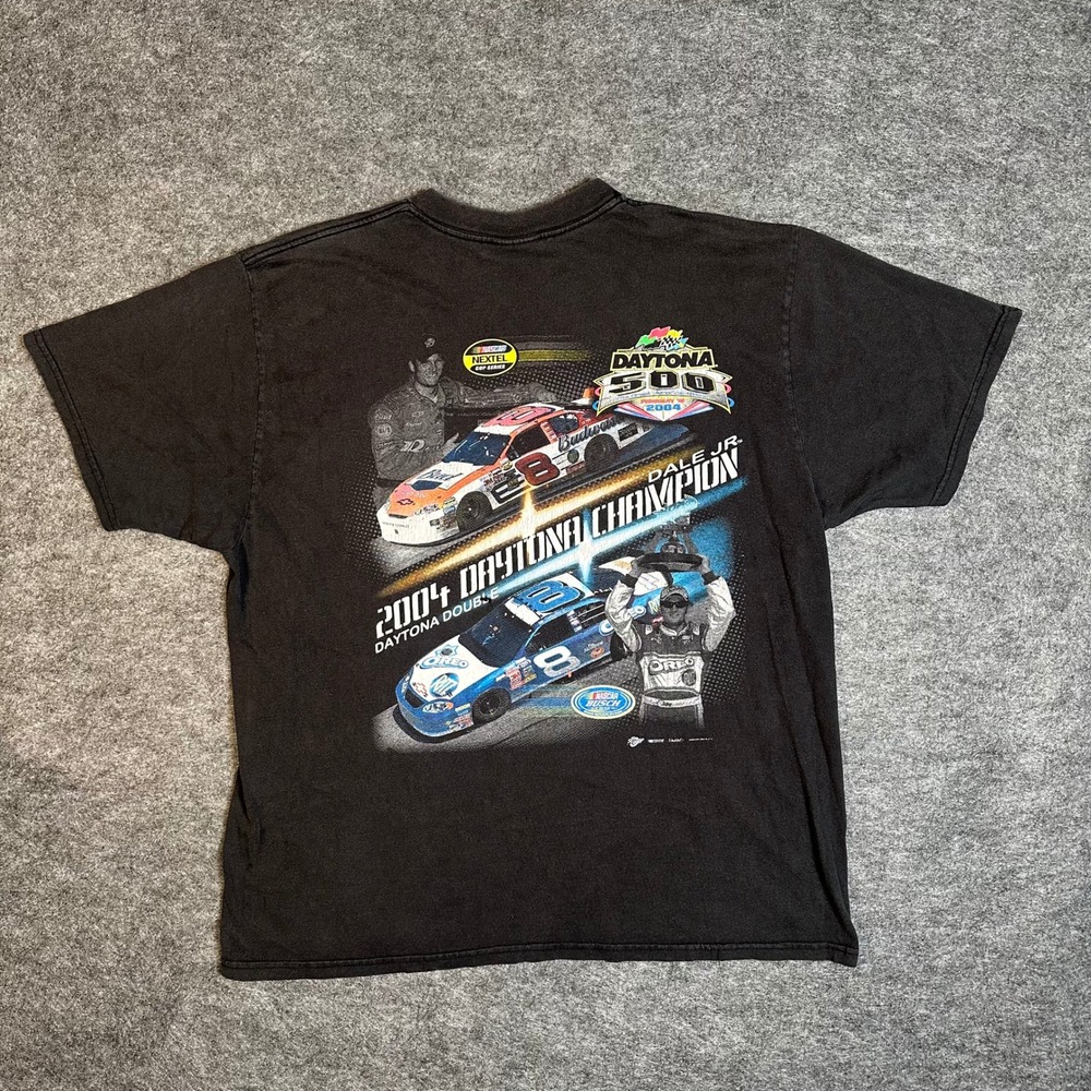 Vintage Daytona 500 Nascar T Shirt 2004 Dale Jr Champion Black XL Winners Circle